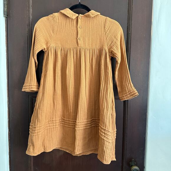 BELLE CHIARA | Organic Cotton Gauze Pintuck Detail Girls Collared Dress | Size 8 - Picture 2 of 9